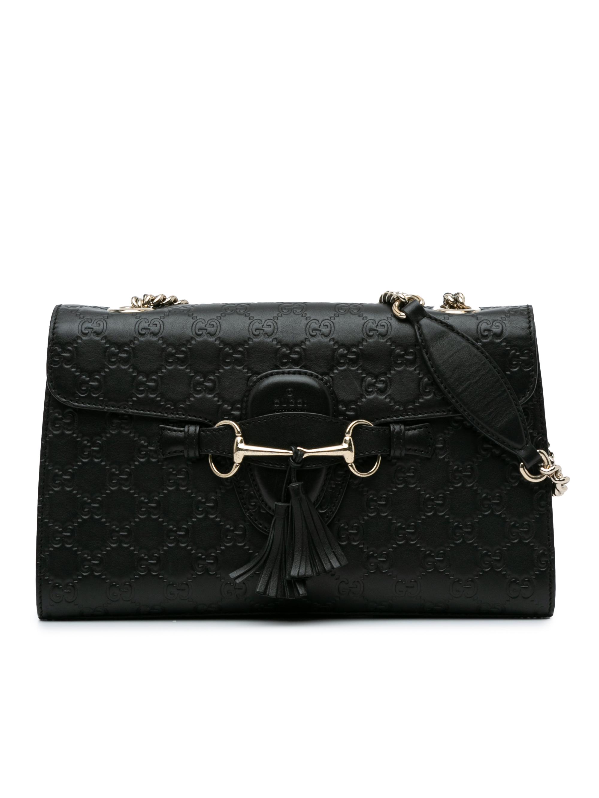 Gucci 100 Leather Black Medium Microguccissima Emily Shoulder Bag One