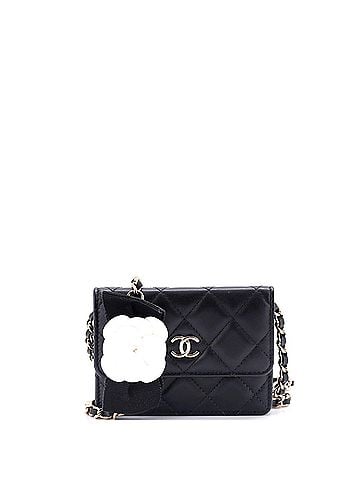 Chanel Camellia Bow Flap Card Holder with Chain Quilted Lambskin (view 1)