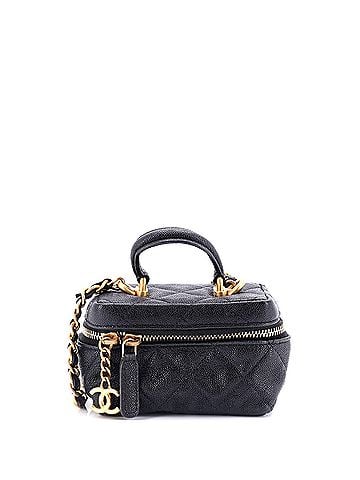 Chanel Top Handle Zip Around Vanity Case with Chain Quilted Caviar Mini (view 1)