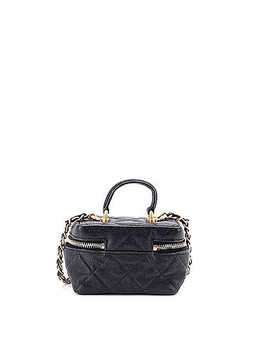 Chanel Top Handle Zip Around Vanity Case with Chain Quilted Caviar Mini (view 2)