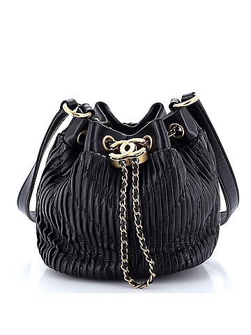 Chanel Coco Pleats Drawstring Bag Pleated Crumpled Calfskin Small (view 1)
