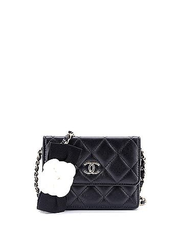Chanel Camellia Bow Flap Card Holder with Chain Quilted Lambskin (view 1)