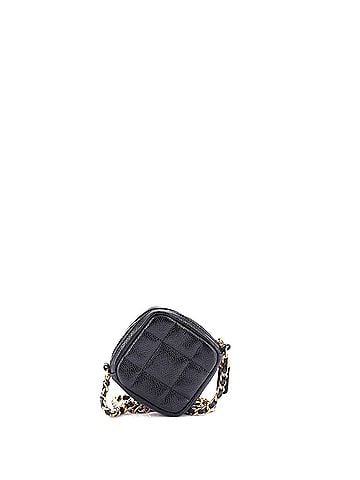 Chanel Diamond Coin Purse with Chain Quilted Caviar (view 2)