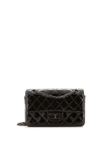 Chanel So Black Reissue 2.55 Flap Bag Quilted Patent Mini (view 1)