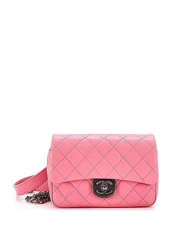 Chanel Double Carry Chain Waist Bag Quilted Goatskin Small (view 1)