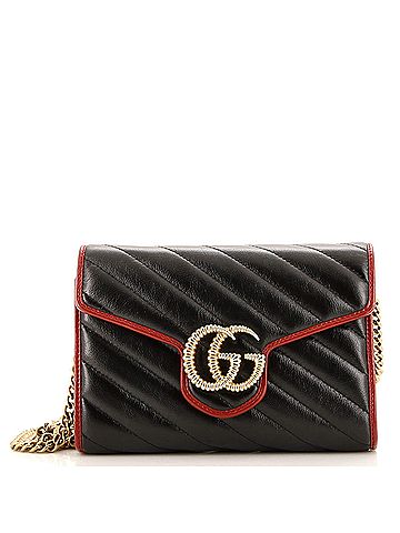Gucci GG Marmont Chain Wallet Diagonal Quilted Leather Mini (view 1)