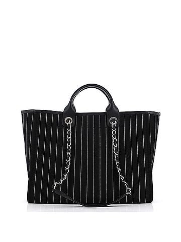 Chanel Deauville Tote Pinstripe Cotton Medium (view 2)