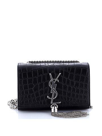 Saint Laurent Classic Monogram Tassel Crossbody Bag Crocodile Embossed Leather Small (view 1)
