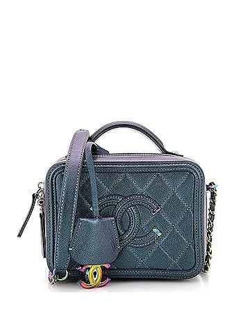 Chanel Filigree Vanity Case Quilted Iridescent Caviar Small (view 1)