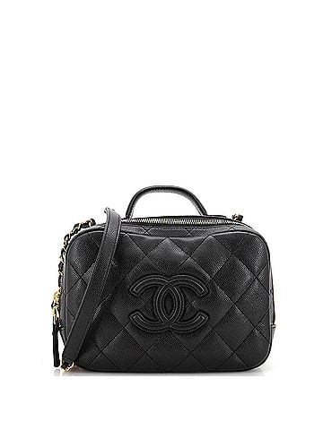 Chanel CC Top Handle Zip Around Vanity Case with Chain Quilted Caviar Small (view 1)
