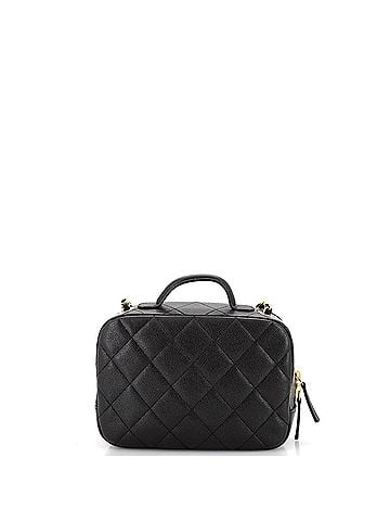 Chanel CC Top Handle Zip Around Vanity Case with Chain Quilted Caviar Small (view 2)