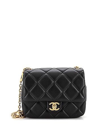 Chanel CC Enamel Pearl Charm Me Square Flap Bag Quilted Lambskin Mini (view 1)
