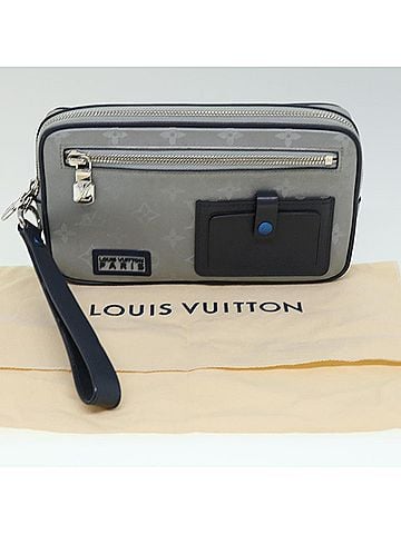 Louis Vuitton Alpha Silver Leather Clutch Bag (view 2)