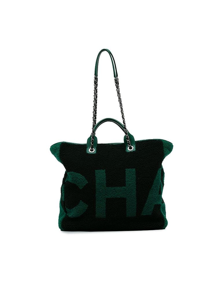 Chanel 100% Fur Fiber Black Large Shearling and Calfskin Deauville Shopping Tote One size - photo 1