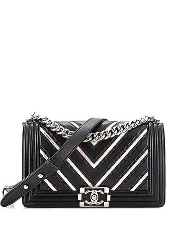 Chanel Boy Flap Bag Chevron Lambskin with Holographic PVC Old Medium (view 1)