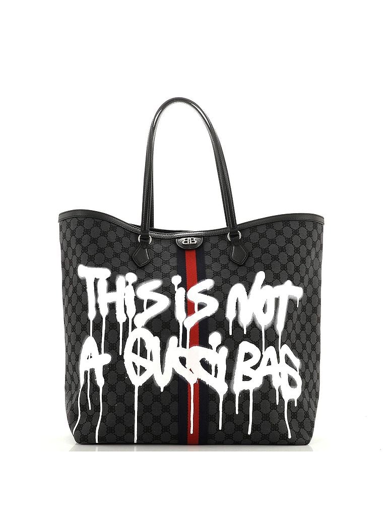 Balenciaga 100% Canvas Plain Black x Gucci The Hacker Project Tote Graffiti BB Canvas Large One size - photo 1