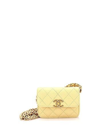 Chanel Melody Flap Card Holder on Chain Quilted Caviar (view 1)