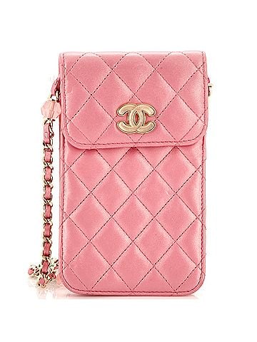 Chanel Resin CC Phone Holder with Chain Quilted Lambskin (view 1)
