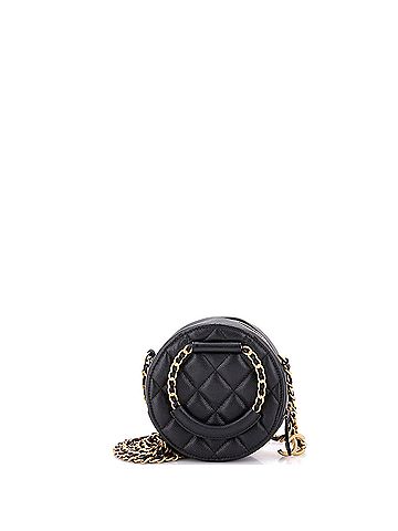 Chanel In The Loop Round Clutch with Chain Quilted Caviar Mini (view 2)