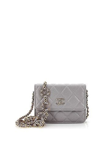 Chanel Miss Coco Strap Flap Clutch with Chain Quilted Caviar Mini (view 1)