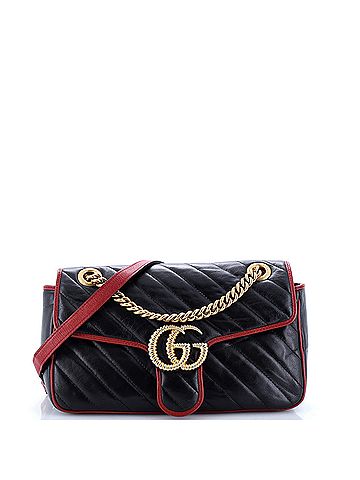 Gucci GG Marmont Flap Bag Diagonal Quilted Leather Small (view 1)