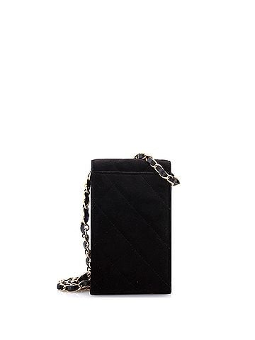 Chanel Diamond Lock CC Phone Holder with Chain Quilted Velvet with Crystals (view 2)