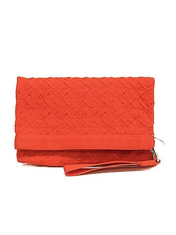 Bottega Veneta Orange Leather Clutch Bag (view 1)