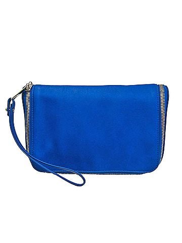 Bottega Veneta Blue Leather Clutch Bag (view 1)