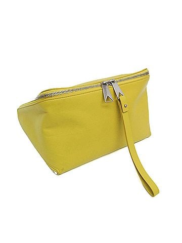 Bottega Veneta Organizer Yellow Leather Clutch Bag (view 1)
