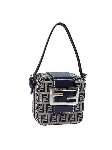 Fendi Zucchino Navy Canvas Clutch Bag (view 1)
