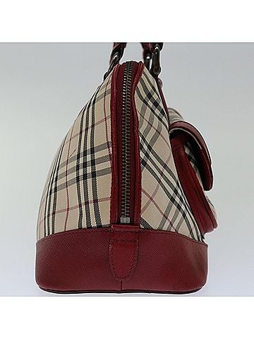 Burberry Nova Check Red Canvas Handbag (view 2)