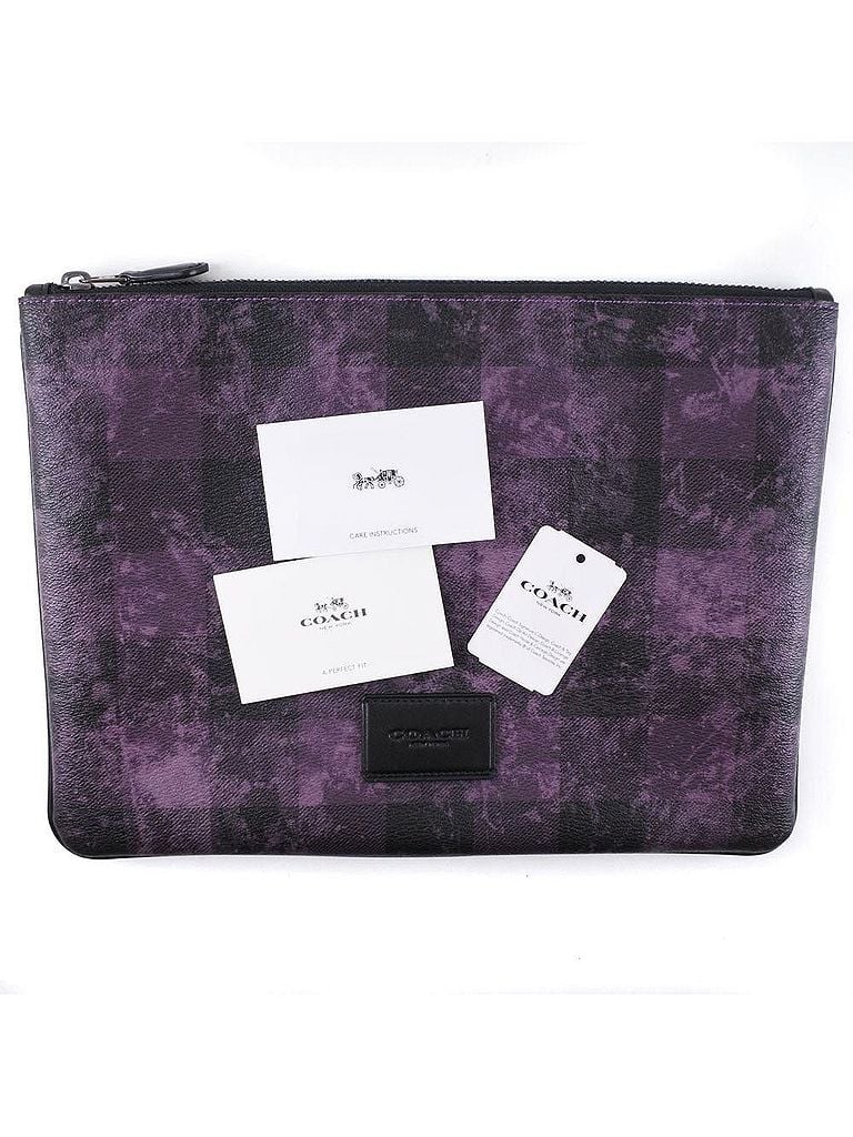 Coach 100% Canvas Solid Purple Purple Canvas Clutch Bag One size - photo 1