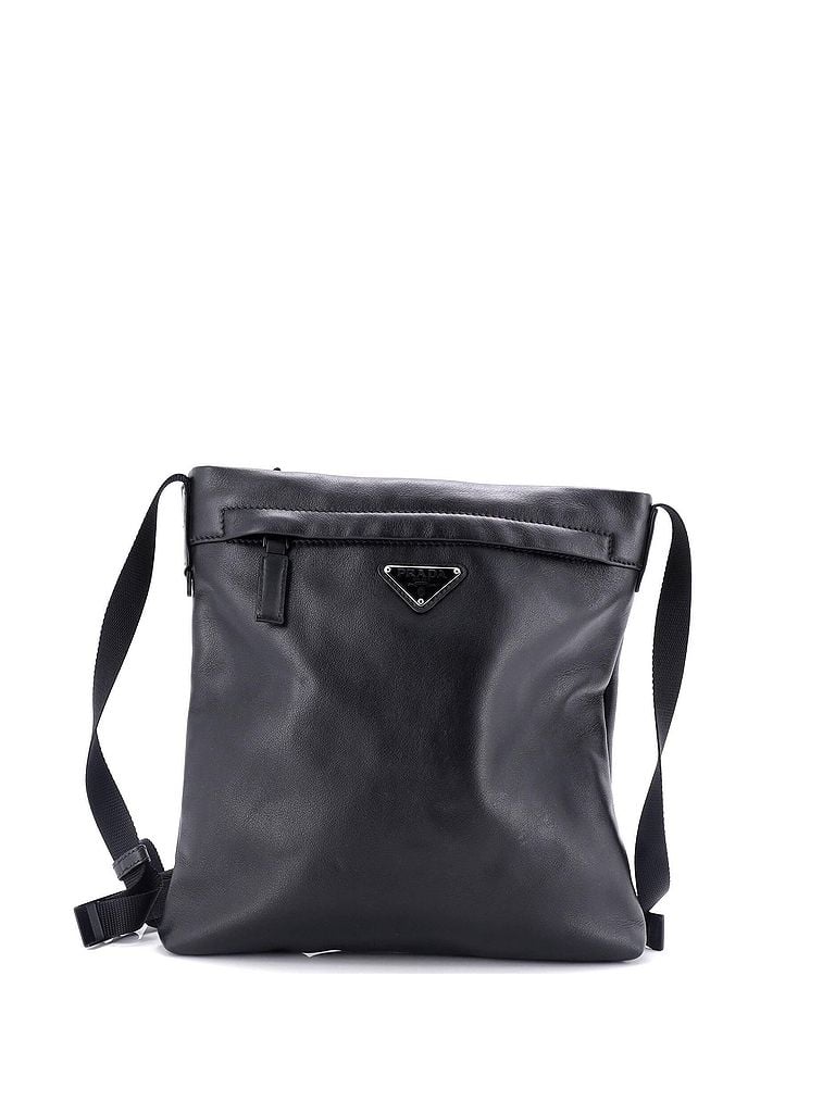 Prada 100% Leather Black Front Pocket Messenger Bag Grace Lux Medium One size - photo 1