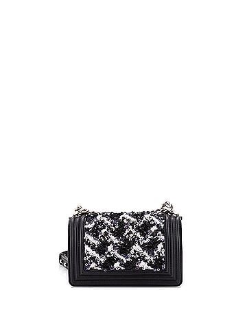 Chanel Boy Flap Bag Lambskin with Quilted Tweed and Sequins Small (view 2)