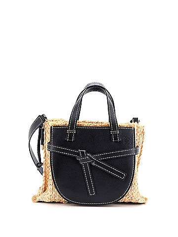 Loewe Gate Tote Leather and Straw Small (view 1)