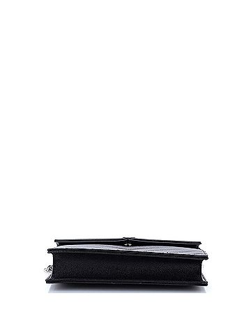 Saint Laurent Classic Monogram Wallet on Chain Matelasse Chevron Metallic Leather Small (view 2)
