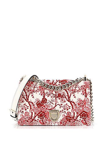 Christian Dior Toile de Jouy Diorama Flap Bag Printed Embroidered Leather Small (view 1)
