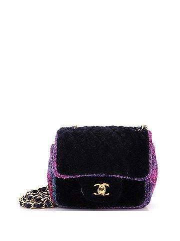 Chanel Square Classic Single Flap Bag Quilted Shearling and Tweed Mini (view 1)
