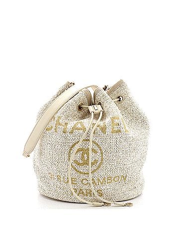 Chanel Deauville Drawstring Bucket Bag Raffia with Glitter Detail Medium (view 1)