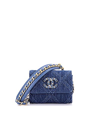 Chanel 19 Flap Coin Purse With Chain Quilted Denim (view 1)