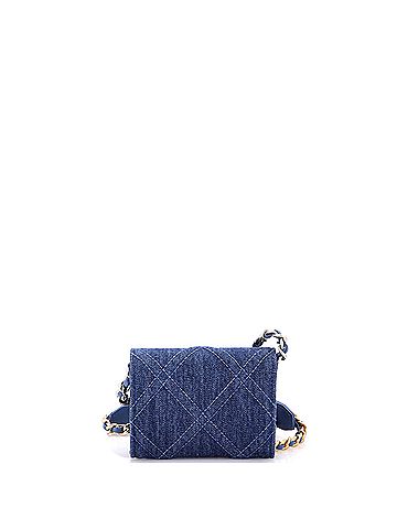 Chanel 19 Flap Coin Purse With Chain Quilted Denim (view 2)