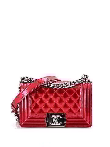Chanel Boy Flap Bag Quilted Patent Small (view 1)
