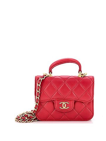 Chanel Top Handle Flap Coin Purse with Chain Quilted Lambskin (view 1)