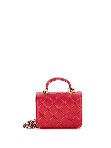 Chanel Top Handle Flap Coin Purse with Chain Quilted Lambskin (view 2)