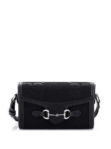 Gucci Horsebit 1955 Flap Crossbody Bag Jumbo GG Canvas Mini (view 1)