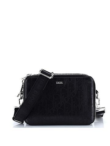 Christian Dior Double Zip Crossbody Pouch Oblique Galaxy Leather (view 1)