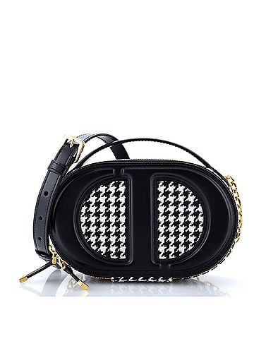 Christian Dior CD Signature Oval Camera Bag Houndstooth Canvas and Leather (view 1)