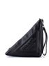 Prada 100% Leather Black Triangle Logo Wristlet Pouch Embossed Leather One size - photo 1