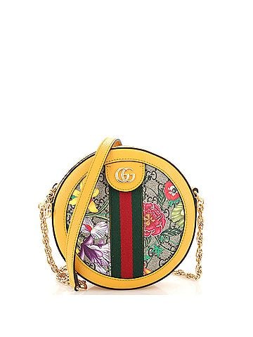 Gucci Ophidia Round Shoulder Bag Flora GG Coated Canvas Mini (view 1)