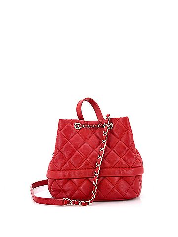 Chanel Rolled Up Drawstring Bucket Bag Quilted Caviar Small (view 2)